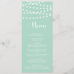 White Fairy Lights   Mint Wedding Menu Kaart