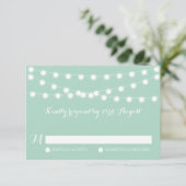 White Fairy Lights | Mint Wedding RSVP-Kaart RSVP Kaartje (Staand voorkant)