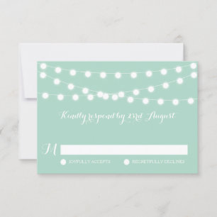 White Fairy Lights   Mint Wedding RSVP-Kaart RSVP Kaartje