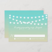 White Fairy Lights | Ombre Beach Wedding RSVP Card (Voorkant / Achterkant)