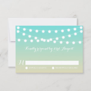 White Fairy Lights   Ombre Beach Wedding RSVP Card