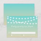 White Fairy Lights | Ombre Beach Wedding RSVP Card Kaartje (Voorkant / Achterkant)