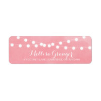 White Fairy Lights Roze Return Address Label