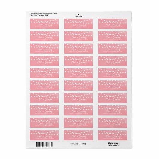 White Fairy Lights Roze Return Address Label (Full Sheet)
