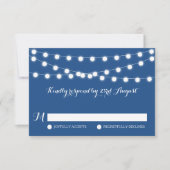 White Fairy Lights | RSVP-Kaart met blauwe bruilof RSVP Kaartje (Voorkant)
