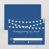 White Fairy Lights | RSVP-Kaart met blauwe bruilof RSVP Kaartje (Voorkant / Achterkant)