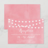 White Fairy Lights Rustic Pink Reception Kaart (Voorkant / Achterkant)