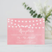 White Fairy Lights Rustic Pink Reception Kaart (Staand voorkant)