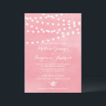 White Fairy Lights Rustic Pink Wedding Invitation Kaart<br><div class="desc">Fun en griezelige trouwuitnodiging met witte sprookjes op waterverf achtergrond. Dit is een onderdeel van een trouwsuite. Overeenkomende objecten zijn beschikbaar.</div>