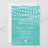 White Fairy Lights Rustic Wedding Invitation Kaart (Voorkant)