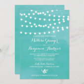 White Fairy Lights Rustic Wedding Invitation Kaart (Voorkant / Achterkant)