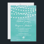 White Fairy Lights Rustic Wedding Invitation Kaart<br><div class="desc">Fun en griezelige trouwuitnodiging met witte sprookjes op waterverf achtergrond. Dit is een deel van een trouwsuite. Overeenkomende objecten zijn beschikbaar.</div>