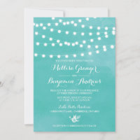 White Fairy Lights Rustic Wedding Invitation