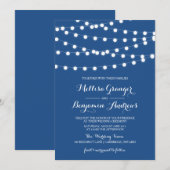White Fairy Lights | Uitnodiging tot blauwe bruilo (Voorkant / Achterkant)