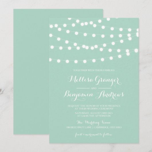 White Fairy Lights | Uitnodiging tot weddenschappe (Voorkant / Achterkant)