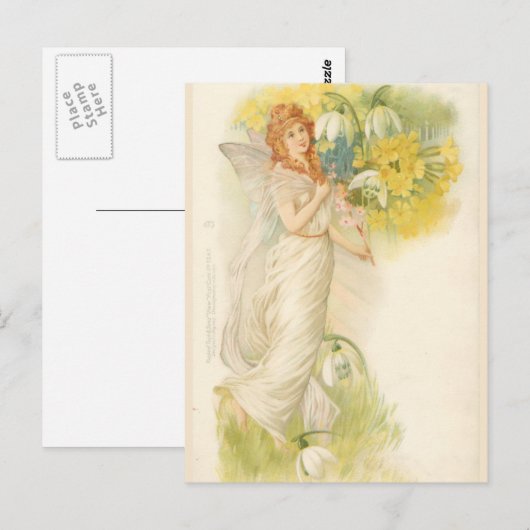 White Fairy met Snowdrops Briefkaart (Voorkant / Achterkant)