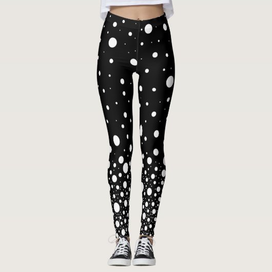 White Falling Polka Dots Design Leggings (Voorkant)