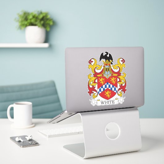 White Family Crest Sticker (Laptop op bureau)