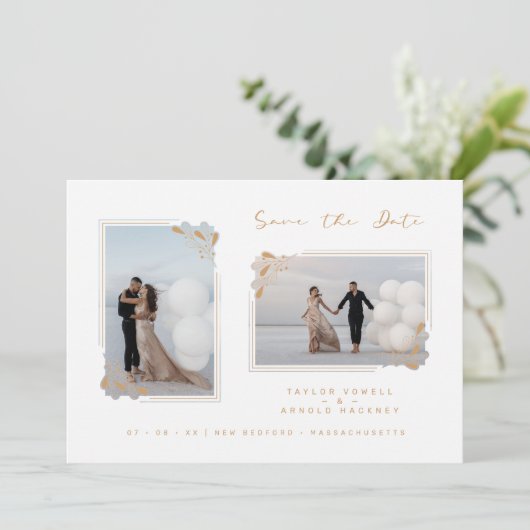 White Fancy Golden Minimalist Branches 2 Photos (Staand voorkant)