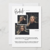 White Fancy Script Photo Collage Afstuderen Aankondiging (Achterkant)