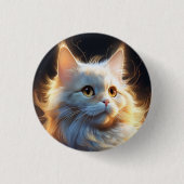 White Fantasy Cat Ronde Button 3,2 Cm (Voorkant)