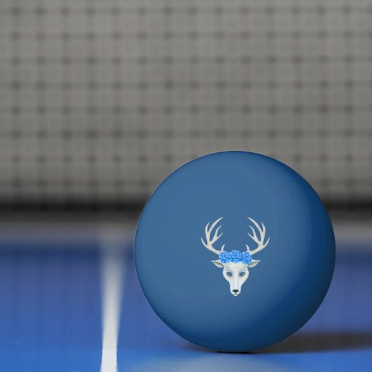 White Fantasy Deer Head Antlers Rozen Blue Eyes Pingpongbal (Net)