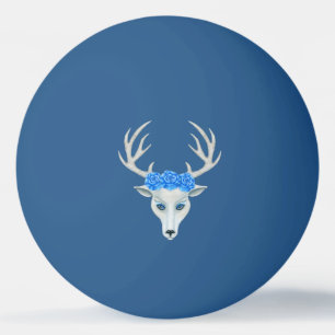 White Fantasy Deer Head Antlers Rozen Blue Eyes Pingpongbal