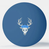White Fantasy Deer Head Antlers Rozen Blue Eyes Pingpongbal (Achterkant)