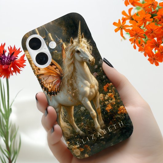 White Fantasy Fairy Horse Sinaasappel Vlindervleug Case-Mate iPhone Case