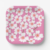 White Fantasy Flower Lover Pattern Pink Wedding Papieren Bordje (Voorkant)