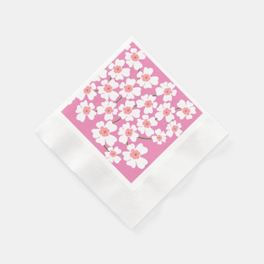 White Fantasy Flower Lover Pattern Pink Wedding Servet (Hoek)