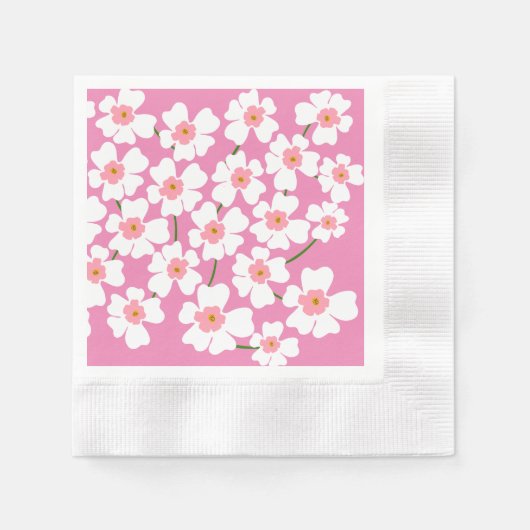 White Fantasy Flower Lover Pattern Pink Wedding Servet (Voorkant)