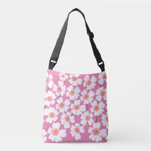 White Fantasy Flower Lover Pattern Roze Crossbody Tas