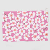 White Fantasy Flower Lover Pattern Roze Golfhanddoek (Horizontaal)