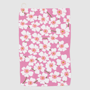 White Fantasy Flower Lover Pattern Roze Golfhanddoek