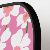 White Fantasy Flower Lover Pattern Roze Pickleball Paddle (Links Detail)