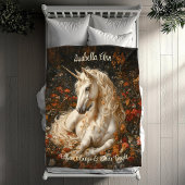 White Fantasy Forest Eenhoorn Liggend in de bloeme Fleece Deken