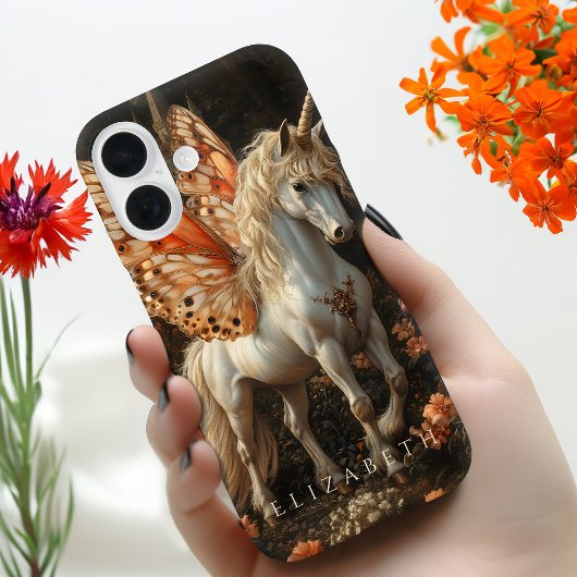 White Fantasy Woodland Eenhoorn Sinaasappel Sprook Case-Mate iPhone Case