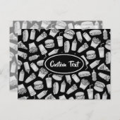 White Fast Food Icons Pattern Briefkaart (Voorkant / Achterkant)