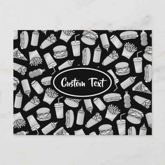 White Fast Food Icons Pattern Briefkaart (Voorkant)