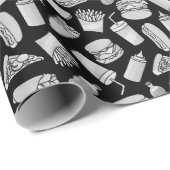 White Fast Food Icons Pattern Cadeaupapier (Rol Hoek)