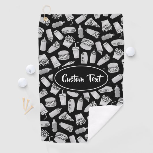 White Fast Food Icons Pattern Golfhanddoek (Insitu)