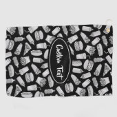 White Fast Food Icons Pattern Golfhanddoek (Horizontaal)