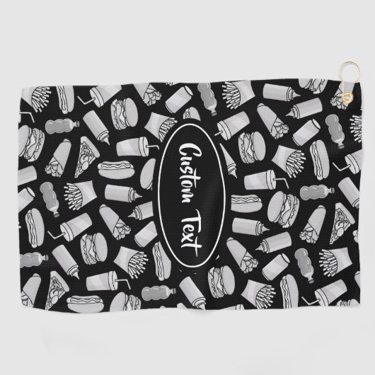 White Fast Food Icons Pattern Golfhanddoek (Horizontaal)