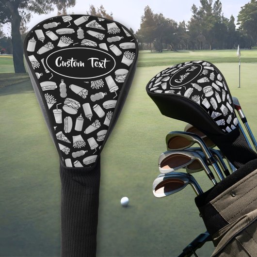 White Fast Food Icons Pattern Golfheadcover
