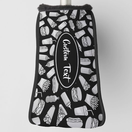 White Fast Food Icons Pattern Golfheadcover (Draai 90)