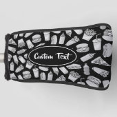 White Fast Food Icons Pattern Golfheadcover (Voorkant)