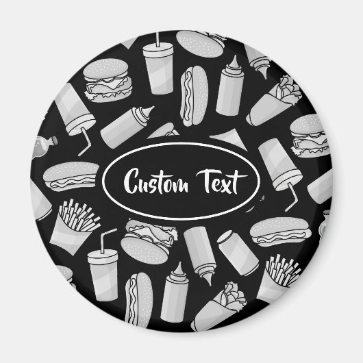 White Fast Food Icons Pattern Magneet (Voorkant)