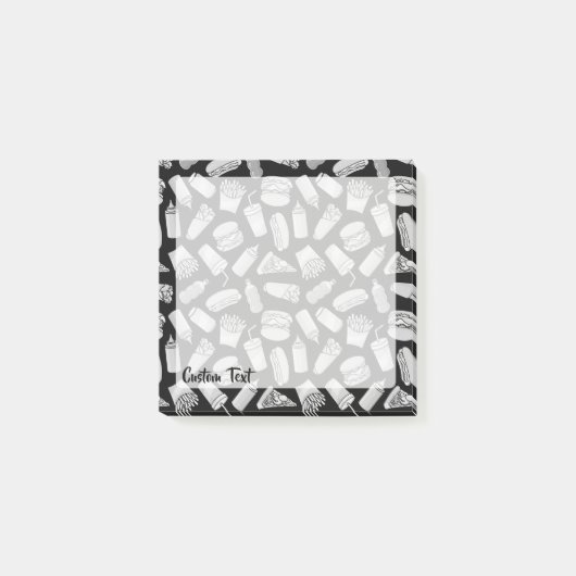White Fast Food Icons Pattern Post-it® Notes (Voorkant)
