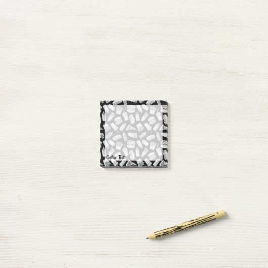 White Fast Food Icons Pattern Post-it® Notes (Op bureau)